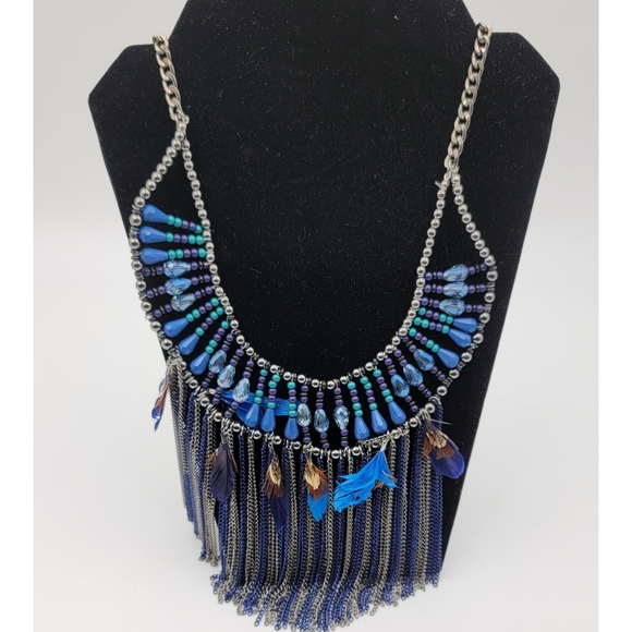 Fashion statement bohemian feather chain tassel necklace - Picture 3 of 6